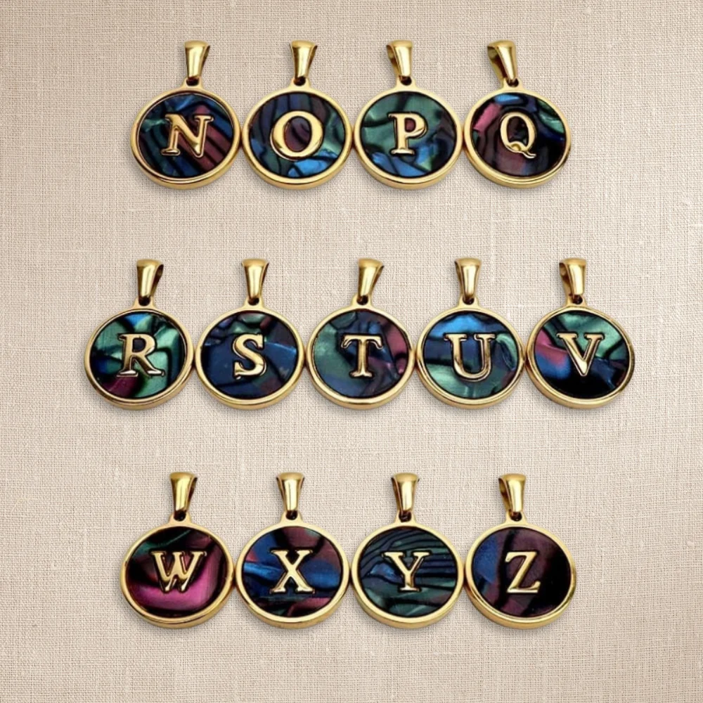 Tarnish Free Bulk 26 pcs/lot A-Z Initial Letter Charms Stainless Steel 18K Gold Plated Alphabet Pendant for DIY Jewelry Making