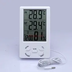 Indoor and outdoor electronic temperature and humidity meter, memory aquarium fish tank thermometer, household with probe
