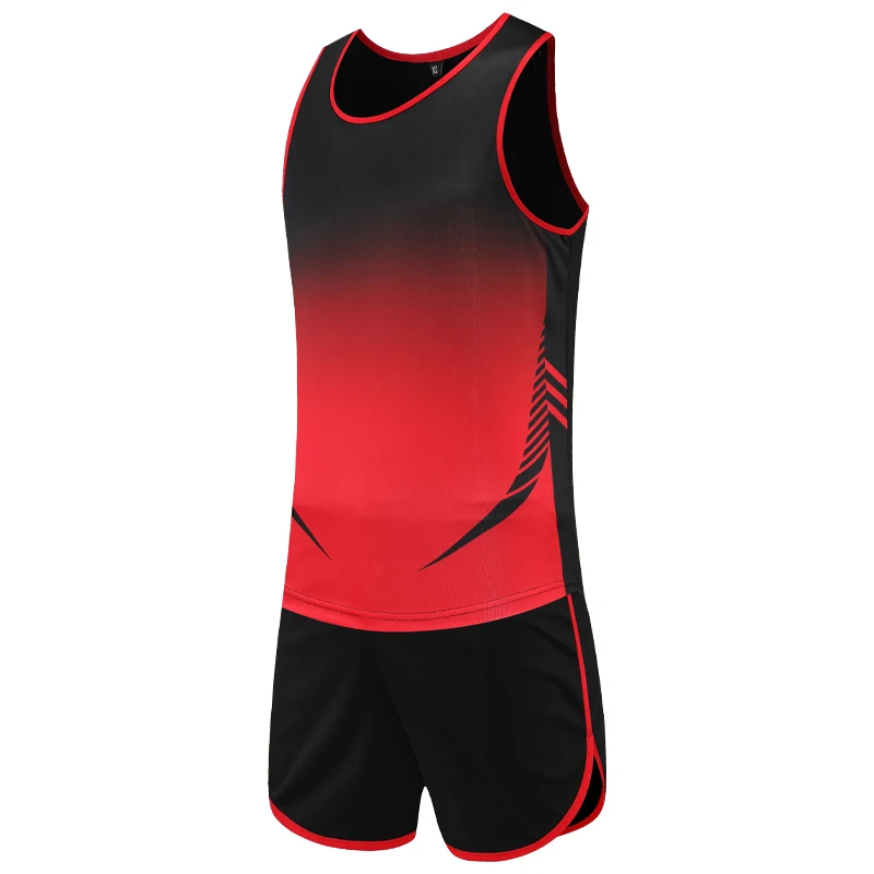 Breathable Sprint Sports Sets Gym Marathon Clothes Fashion Men Competition Running Vest Shorts Print Outdoor Tracksuits