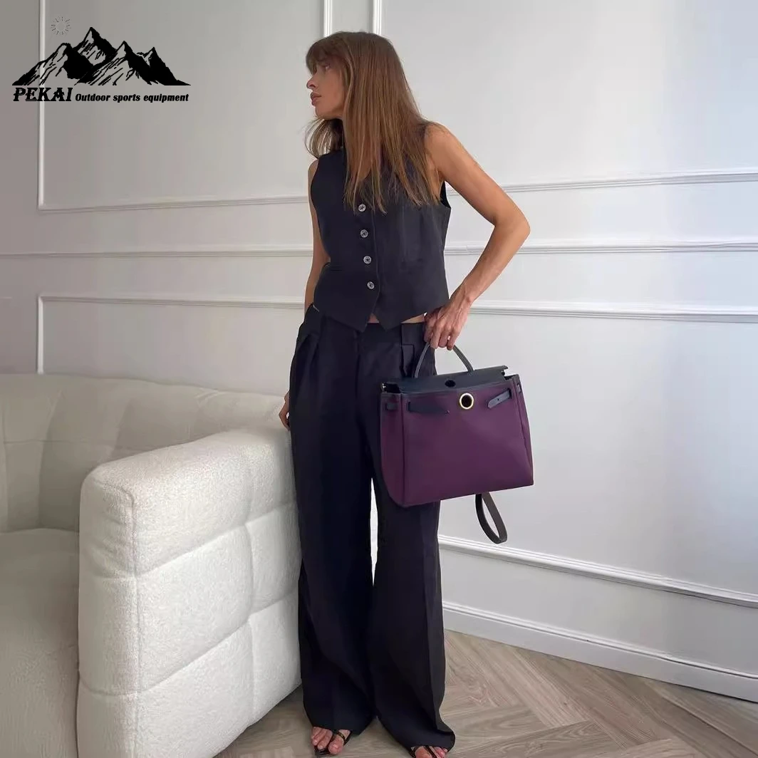 조끼 캐주얼 바지 세트 유럽 및 미국 2025 봄/여름 신상 여성 패션 민소매 조끼 로우 웨이스트 바지 세트