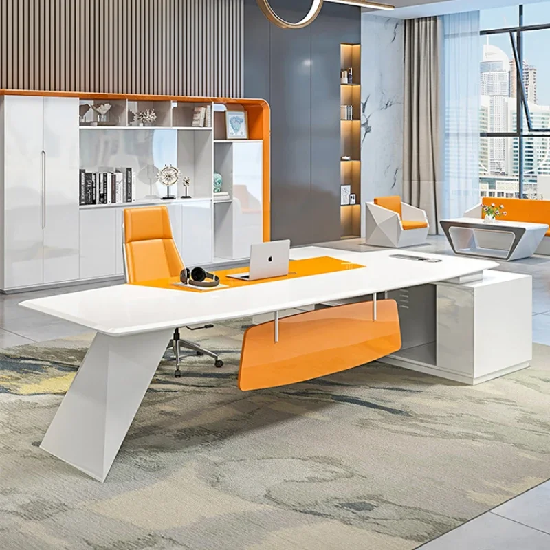 

Desk Japanese Tavolino Commercial Furniture L# Minimalist Classics Office Desk Simple Modern White Fashionable Luxurious Office