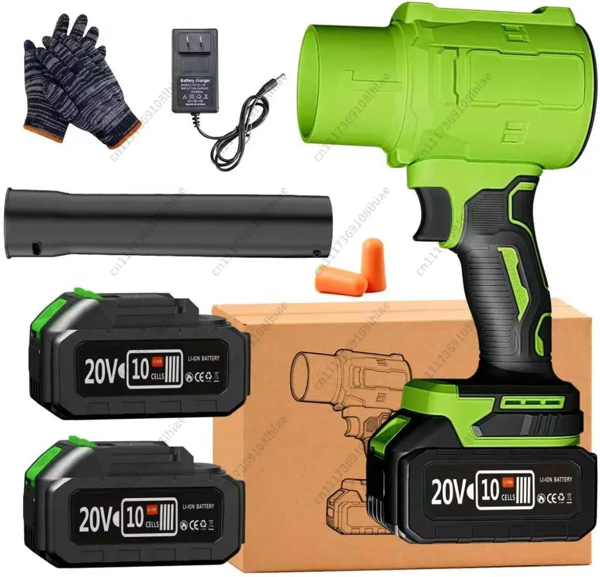Cordless Turbo Jet Blower & Fan with 2 Batteries，Turbo Jet Blower, 60, 000 RPM Electric Rechargeable Leaf Blower