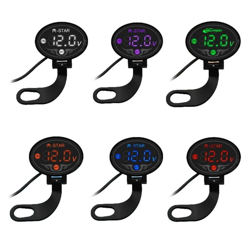 Motorcycle Accessories Digital Voltmeter LED Display Voltage Panel Meter Voltmeter Gauge for DC 9V-24V Volt Meter Waterp