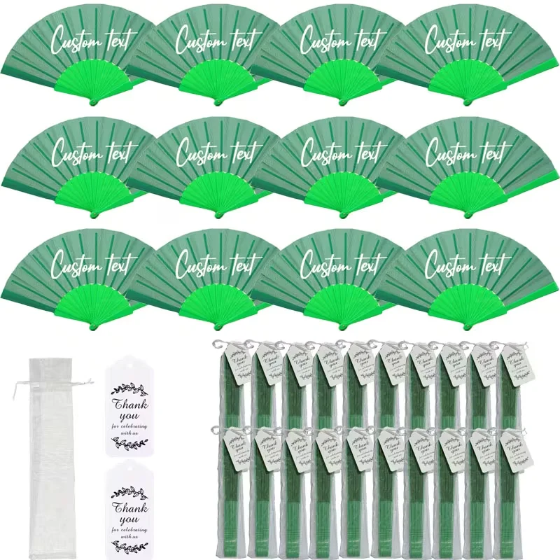 10 Sets/30 Sets/50 Sets/70 Sets of Personalized Custom Green Plastic Fans, a Must-Have Item for Summer, a Cool Gadget for Taking Photos, You Can Customize the Text, Time, and Name You Want, Wedding Gift Fans, Mother's Day Gift Fans, Bridesmaid Favors, Travel Group Fans, Tai Chi Fans, Gymnastics Fans, Performance Props, Personal Folding Fans, Holiday Gifts