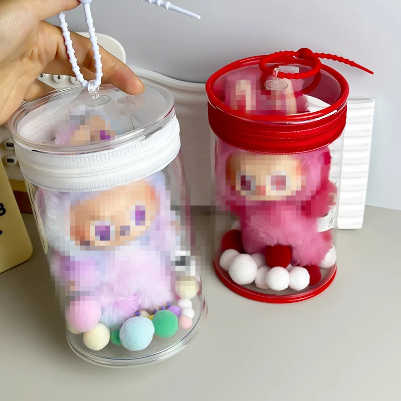 Transparent Display Bag Suitable for 17cm Labudu Cotton Dolls 1/8 1/12 BJD Toys Dustproof Protective Storage Case Outdoor Bag