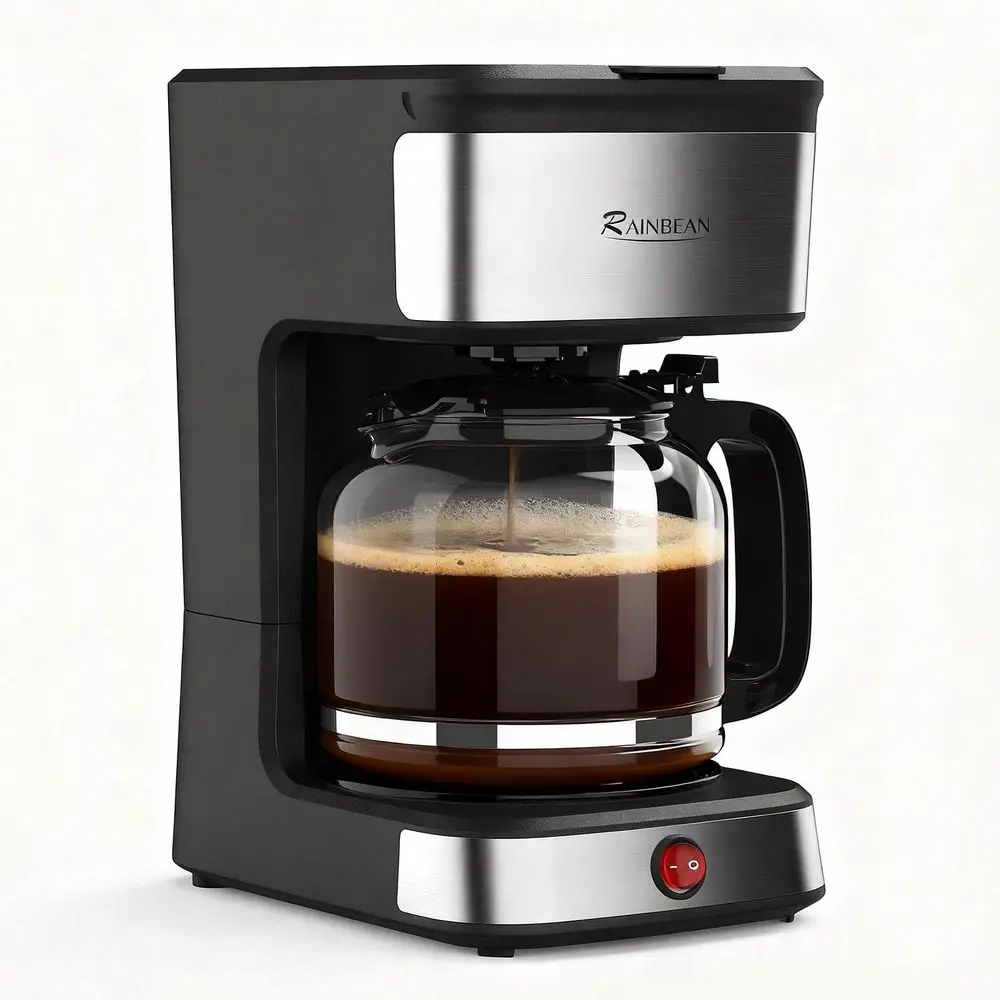 12-Cup Drip Coffee Maker, /Office Coffee Brewing Machine With Removable Filter, Glass Carafe And Heated Base, Black & Stainl