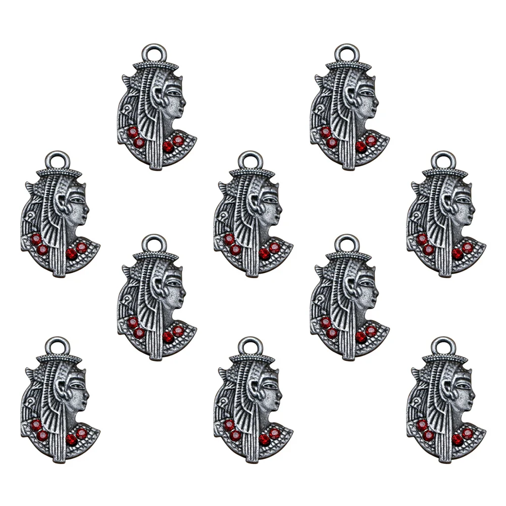 

10pcs Alloy Red Crystal Pendant Charms Diy Jewelry Making Accessories For Necklace Bracelet Keychain Decor (Black)