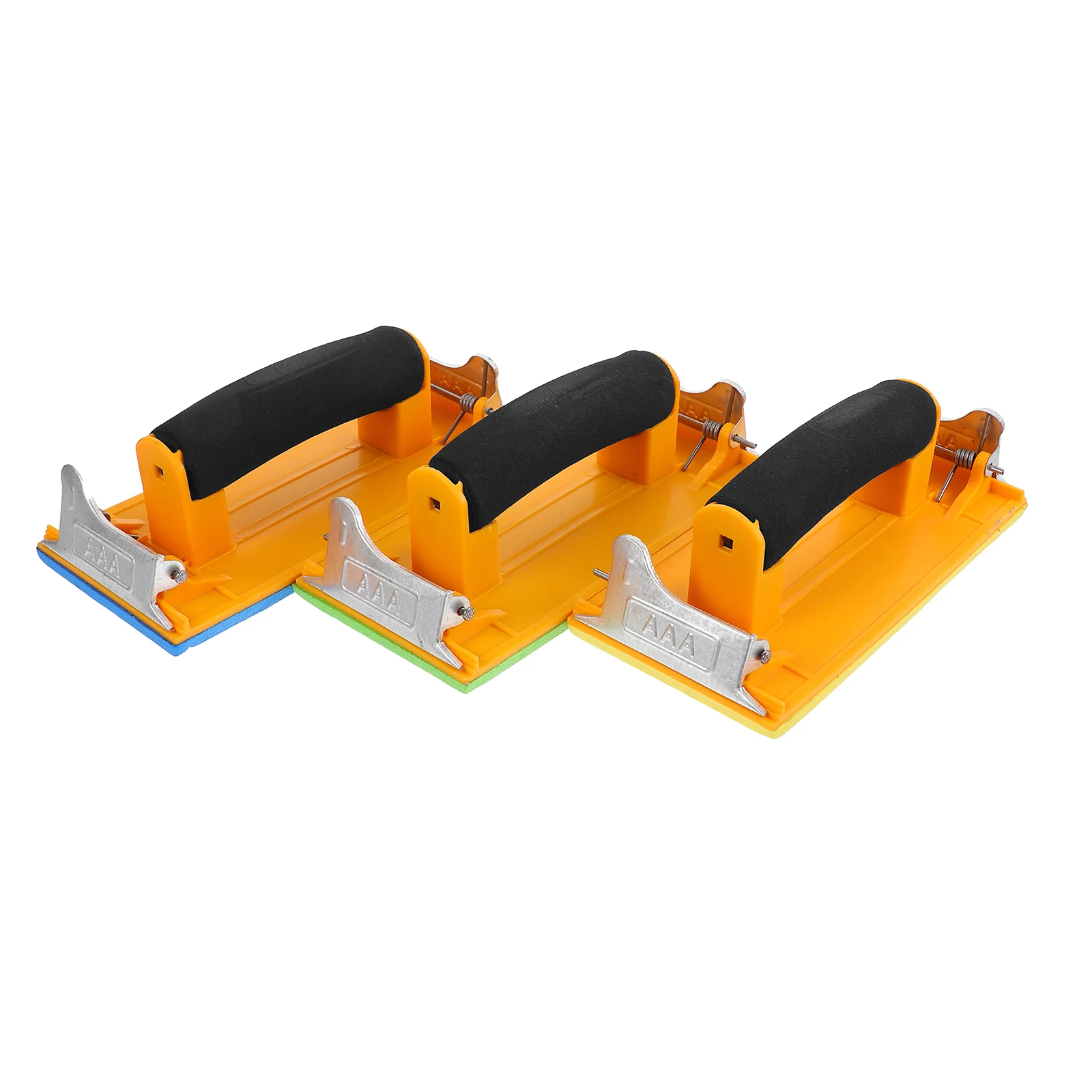 

3pcs Sanding Block Sponge Handle Wall Sanding Tool Foam Cushioned Sandpaper Holder Plastic Manual Sander Wood Metal Grinding