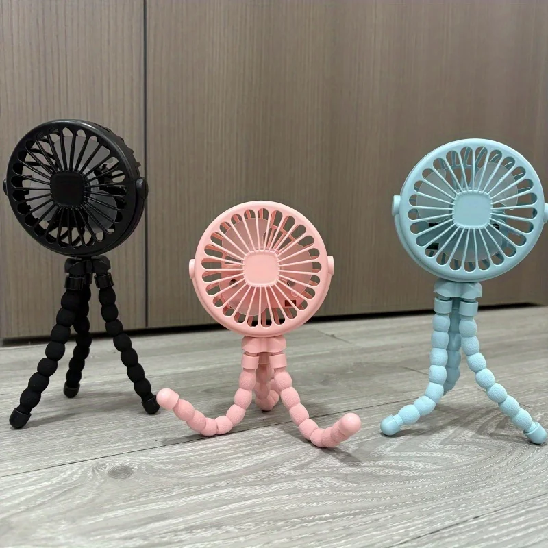 Tragbarer, flexibler Stativventilator, USB-wiederaufladbarer Mini-Oktopus-Ventilator, extrem leise, für Kinderwagen, Autositz, Reisen, tragbarer Ventilator mit 3 Geschwindigkeitsstufen – Detail 15