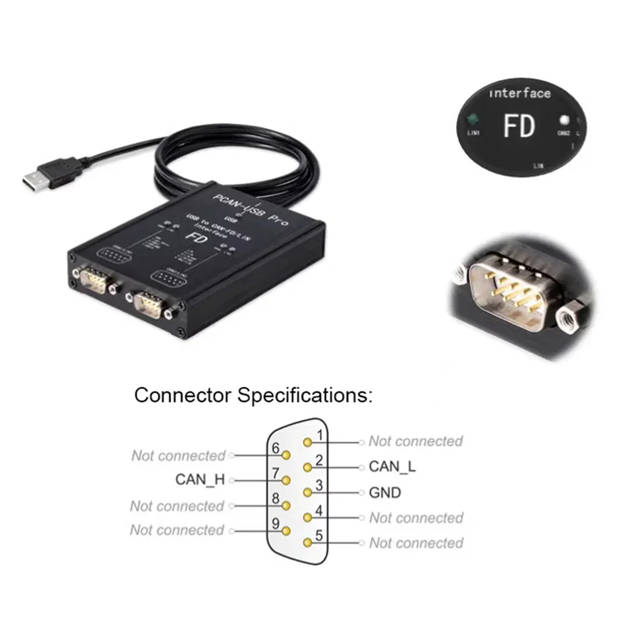 -USB Pro FD PRO 8 Мбит/с Адаптер USB-CAN 2CH CAN FD Совместим с IPEH- 004061   для