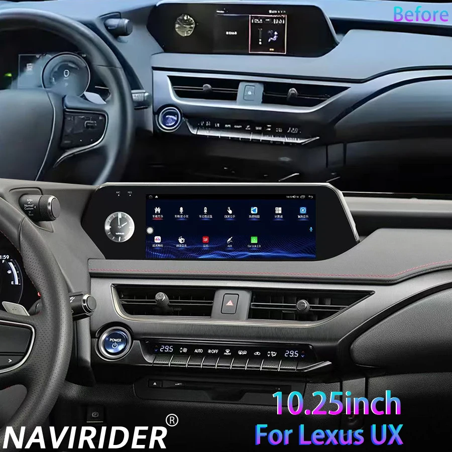 Stereo Head Unit Carplay For Lexus UX250H UX260h 2019 10.25INCH 256GB Navi Android 14 Qled Screen Bluetooth Navirider Car Radio