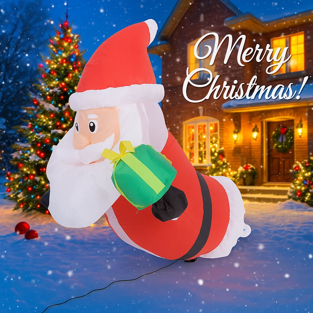 3.45FT Opblaasbaar Speelgoed Kerstman Geschenktas Doos Met LED Verlichting Feestdecoratie Kerst Thuis Leveringen Yard Gazon Ornamenten Gift