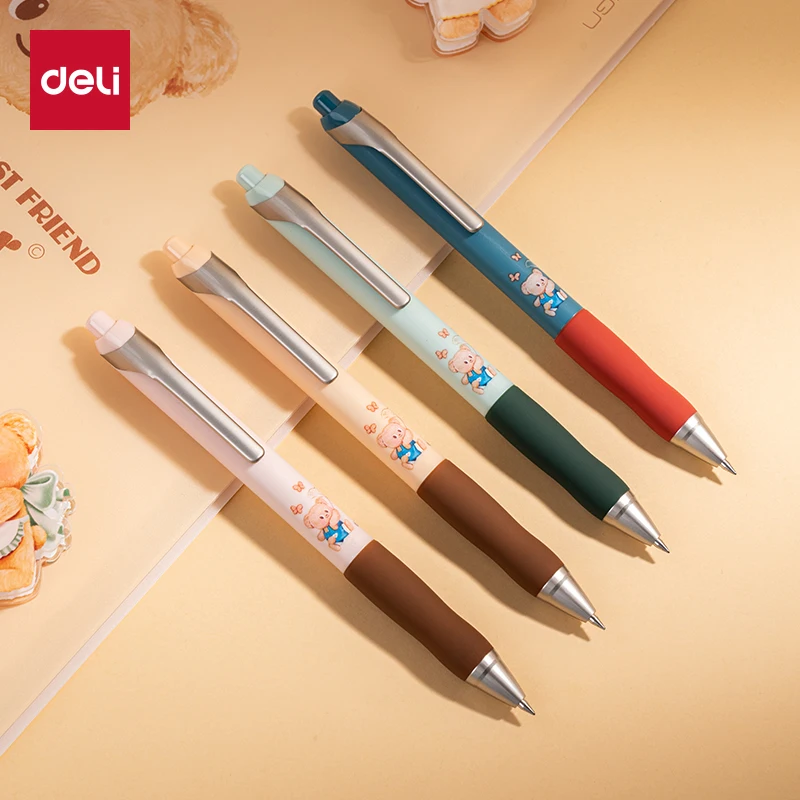 

Deli 4pcs Black Ink Quick-drying Cute Gel Pen Signing Pen School Supplies Gift Kawaii Gel Pens Office Supplies Stationery