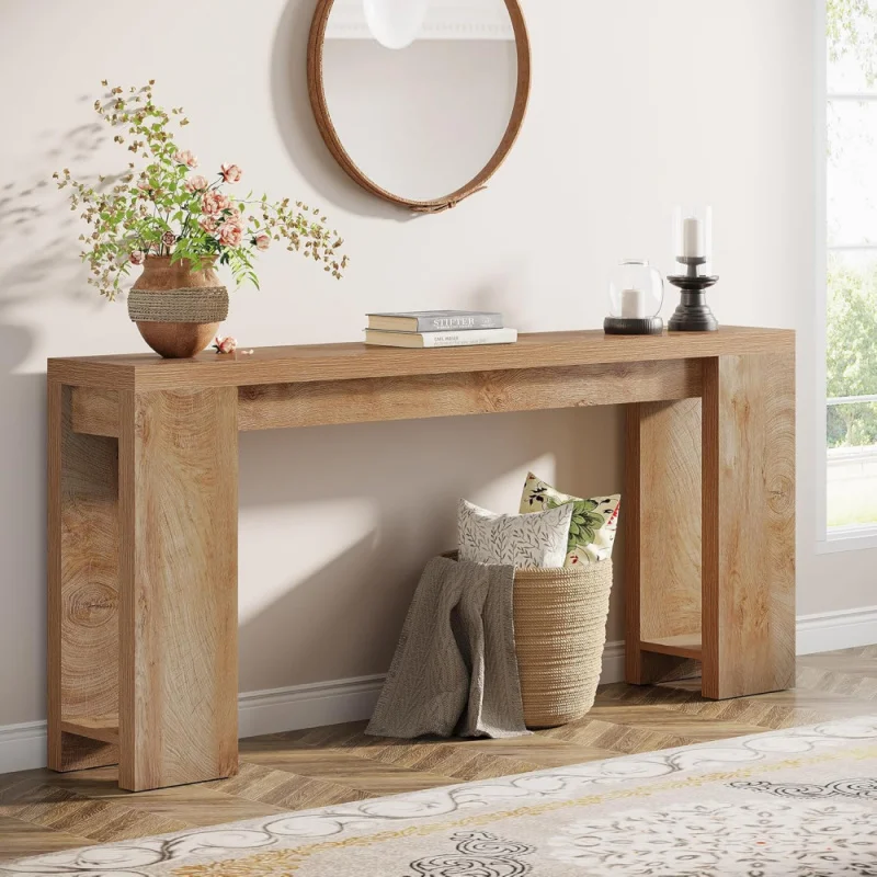 

70.9-Inch Extra Long Console Table, Farmhouse Wood Sofa Table Behind Couch, Narrow Entryway Accent Table for Living Room,