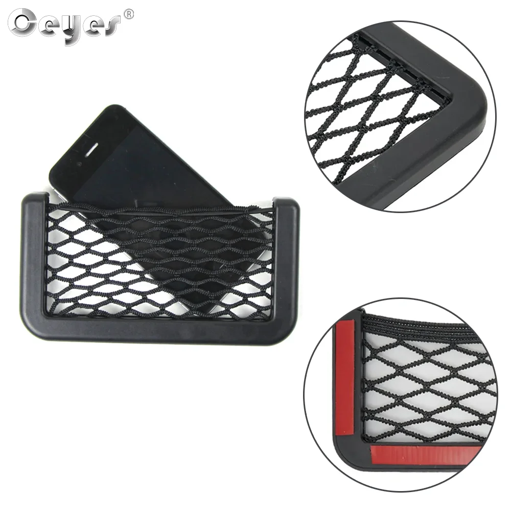 1pcs Universal Car Organizer Storage Net Bag Auto Paste Net Pocket Phone Holder Car Accessories 20*8CM 8*15CM Interior