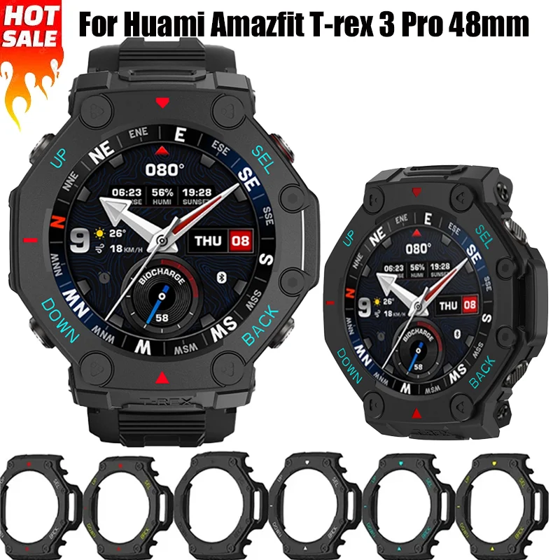 PC Case For Amazfit T-Rex 3 pro 48MM Smart watch Case Protective Hard Cover Bumper Screen Edge Scale digit Protector Shell