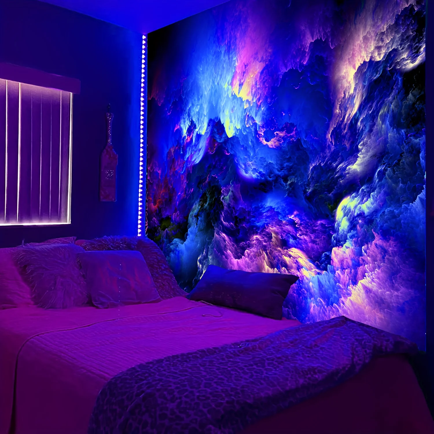 VIKAMA-tapiz de nube degradado, decolorado suave y brillante, característica para dormitorio, pared, estilo Instagram, decoración del hogar, sala de estar, acento