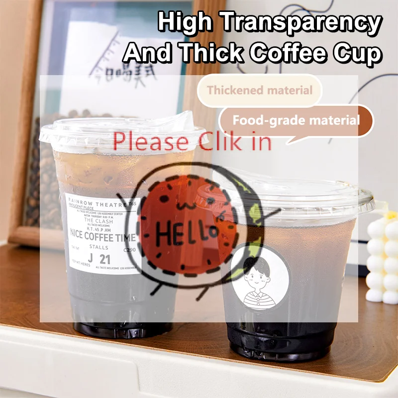 

【BA】10PCS Clear Plastic Cup With Strawless Lids Disposable Cups For Iced Coffee Or Juice Party Smoothie Milkshake Cold Drinks