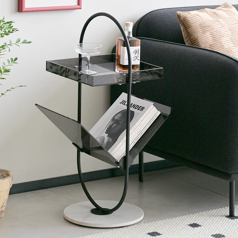 Acrylic Sofa Side Table Organizer, Magazine Storage Rack, Minimalist Small Coffee Table, Home Luxury Creative Tea Table