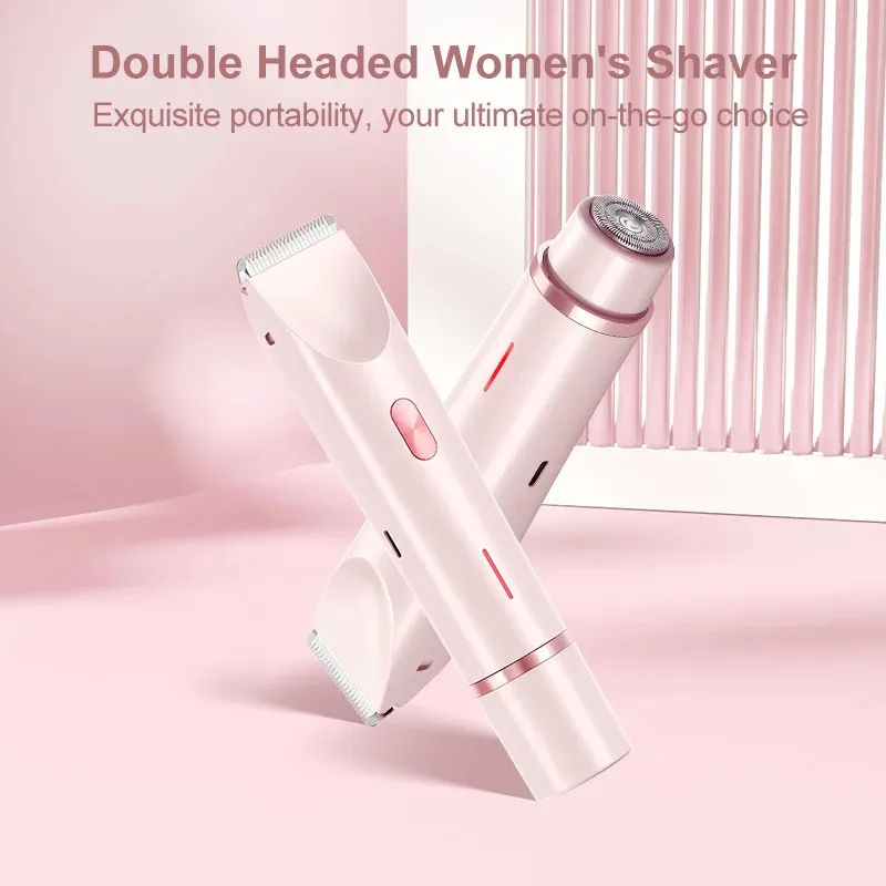 

Dual Head Hair Trimmer Women Electric Razors Rechargeable Wet Dry Painless Shaver Machine Hair Remover For Body Private Areas