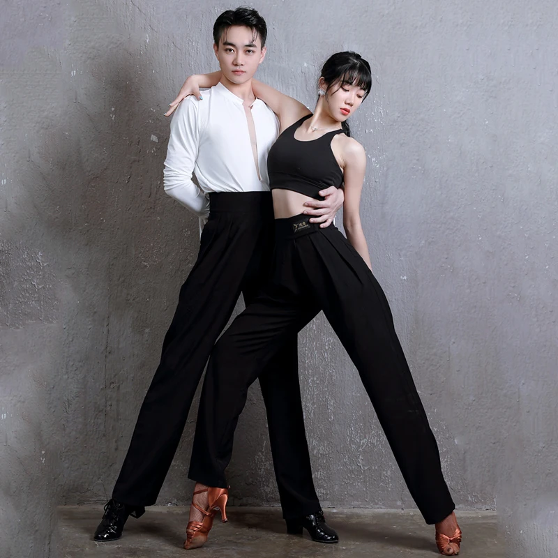 2022 Latin Dance Pants High Waist Couple Trousers National Standard Dance Practice Clothes Latin Ballroom Dancing Pants SL4348