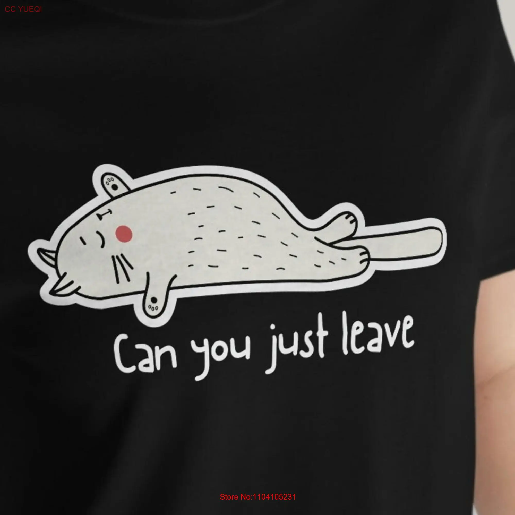 Lazy Annoyed Cat T Shirt Leave Me Alone People Can't be Bothered Top Go Away Frustrated Loner long or short sleeves