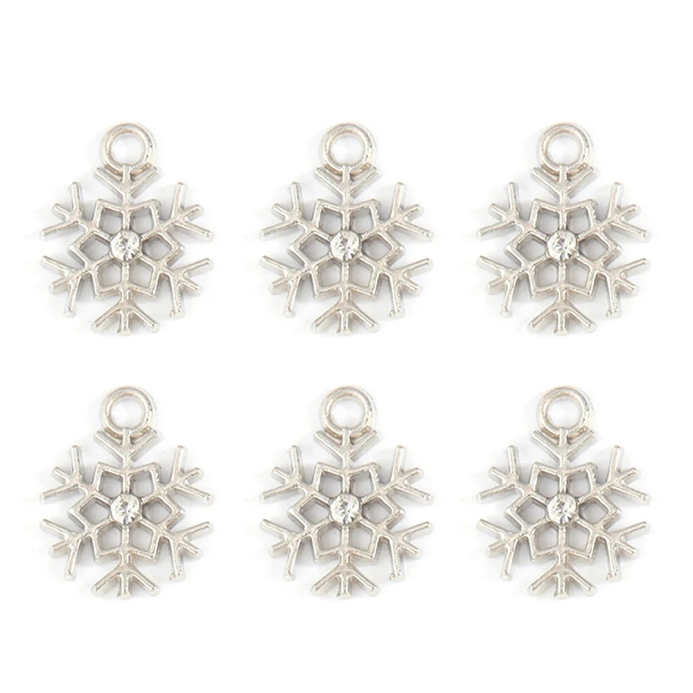 10 Stück Metall Zink legierung Mix Größen Schneeflocken Strass Charms für DIY Schmuck Herstellung Armband Ohrringe Zubehör Weihnachten Anhänger – Detail 13