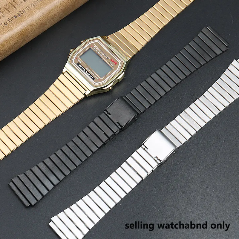 18mm stainless steel watchband For Casio A158 A159 A168 A169 AE1200/1300 AQ-230 LA-680 A168w/A158W AEQ-110 series Strap bracelet