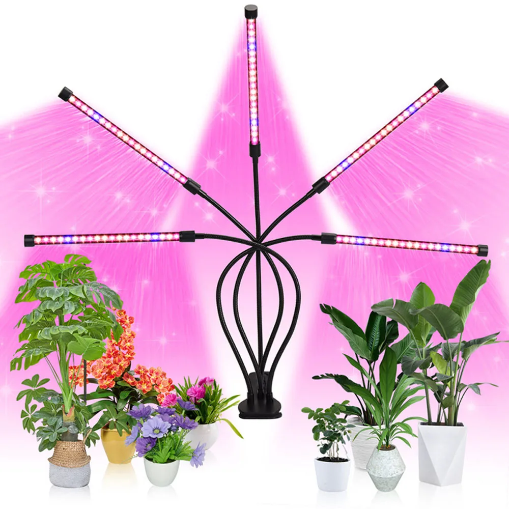 

LED Plants Grow Lamp USB Light Full Spectrum For Plants Hydroponics Growing System Grow Lights 5v Spectrum Timer Setting 5 Heads