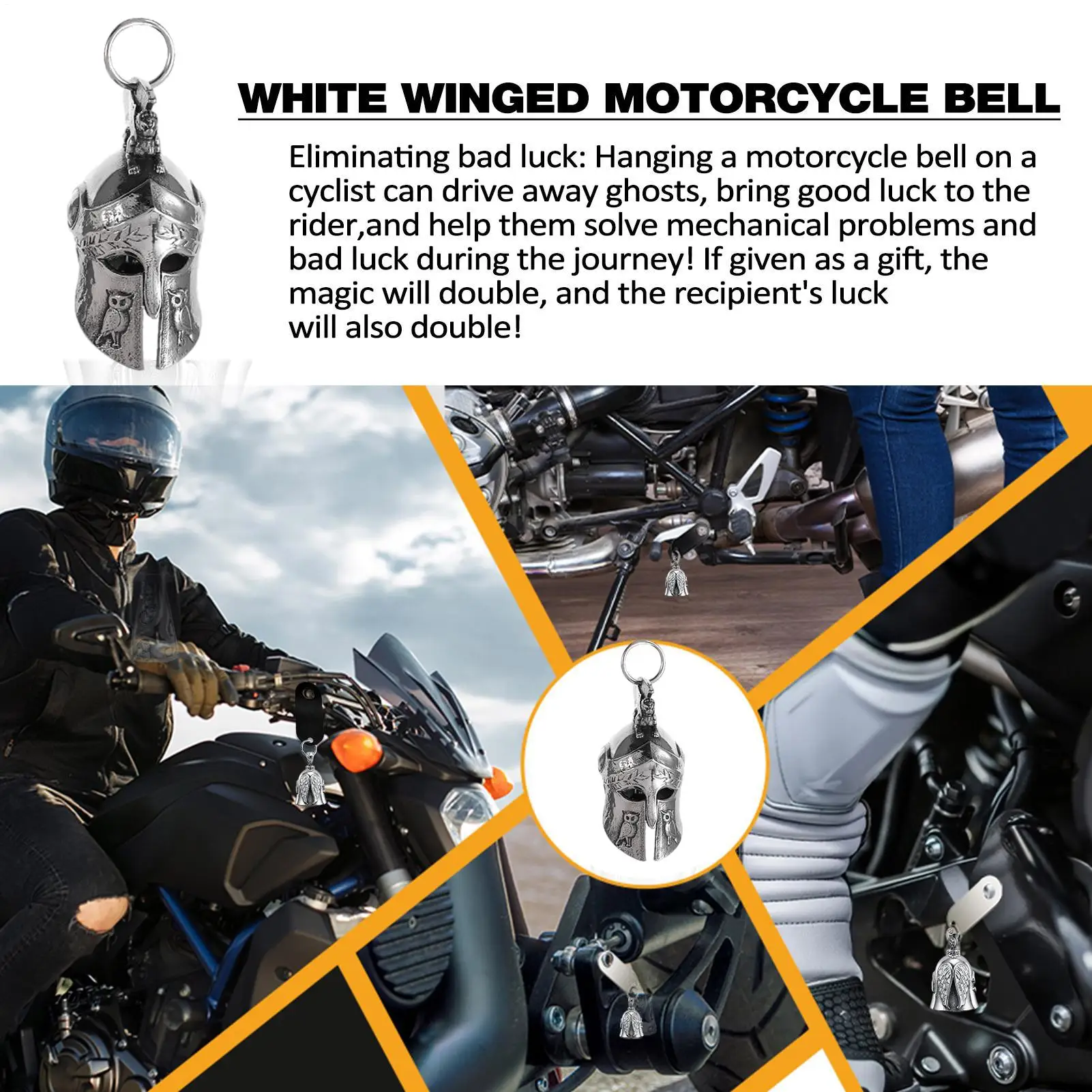 

Motorcycle Helmet Cycling Bell Good Luck Guardians Biker Bell Pendant 3D Cycling Lucky Bell Pendant For Electric Scooter