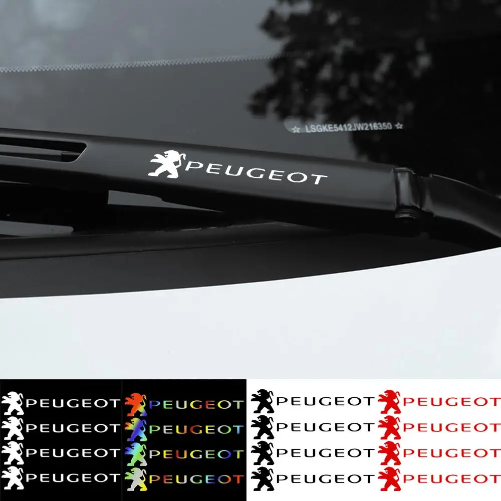 

4pcs Emblem Car Wiper Stickers Body Trunk Valve Window Decoration Decal For Peugeot 107 2008 208 3008 5008 206 207 307 308 508