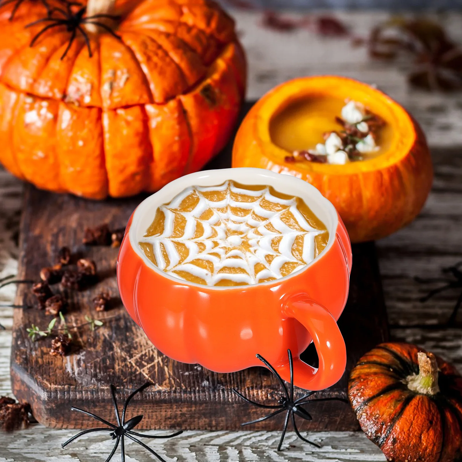 

Ceramic Pumpkin Cup Lovely Pumpkin Shape Breakfast Coffee Milk Cup Portable Halloween Mug Home Office Use Halloween Mug