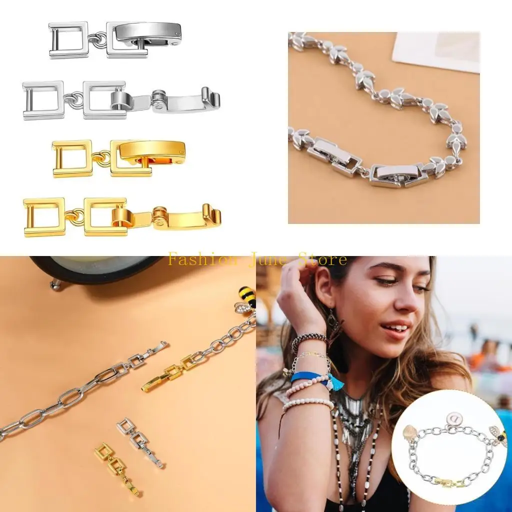 

N5KA 4 Pieces Bracelet Necklace Extender Clasps Sturdy Copper Silver Gold Options