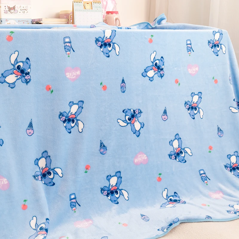 Cute Stitch Blanket Warm Flannel Blanket Pillowcase Japanese Style Pattern Printing Blanket Bedspread Bedroom Sofa Bed Girl