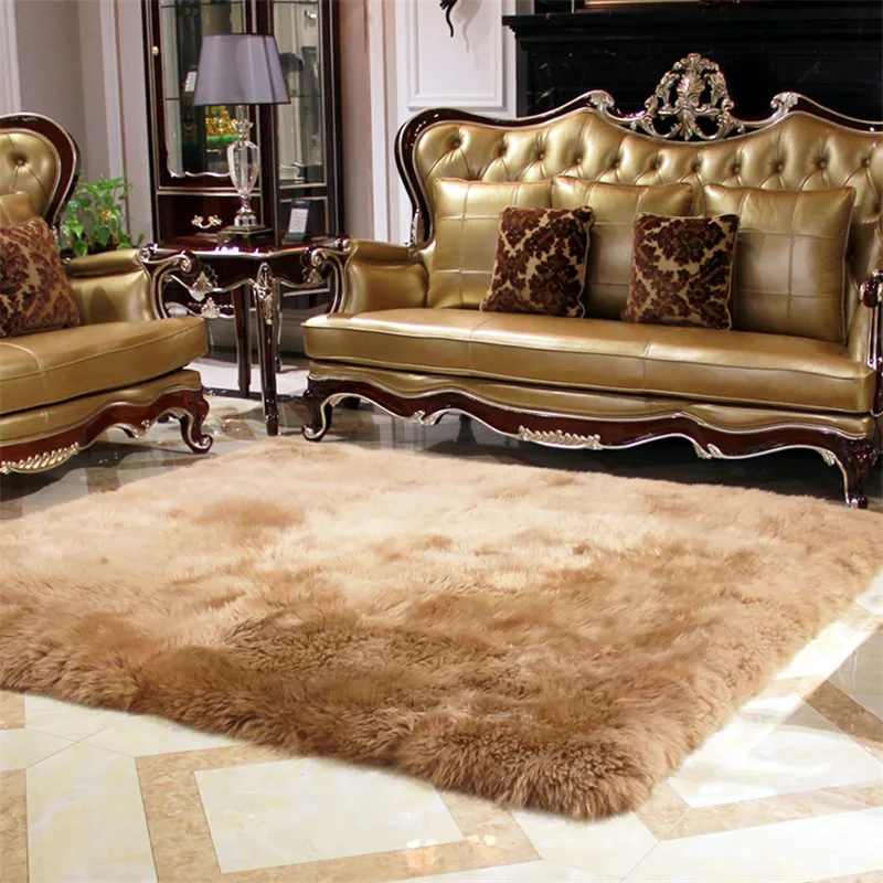 100% Wool Carpets For Living Room Bedroom Real Sheepskin Fur Rug Long Hair Soft Carpet And Rugs Kids Room Thicken Fluffy Mat