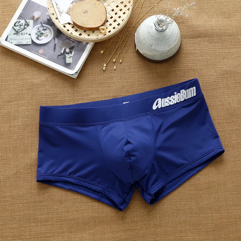 Aussiebum-bóxer de seda de leche para hombre, ropa interior elástica de cintura baja, moldeadora de cuerpo, bragas cómodas tridimensionales con suspensorio