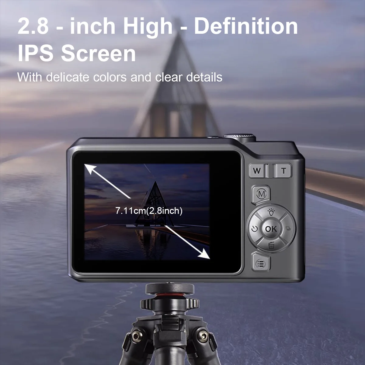 4K high-definition camera with 2.8-inch high-definition screen, built-in flash, 600mAh battery life, 64G large memory