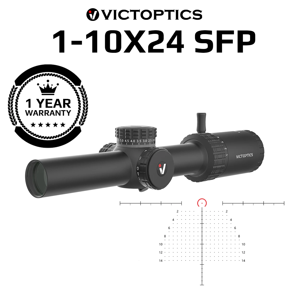 Victoptics 1-10x24 SFP Taktisches LPVO-Zielfernrohr mit Turret-Verriegelung für Airsoft & Training