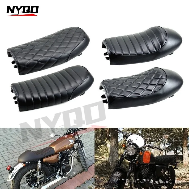 

Motorcycle Retro Seat Cushion Vintage Comfortable Flat & Brat Hump Saddle Seats for Yamaha Cafe Racer CG125 Motorbike Honda