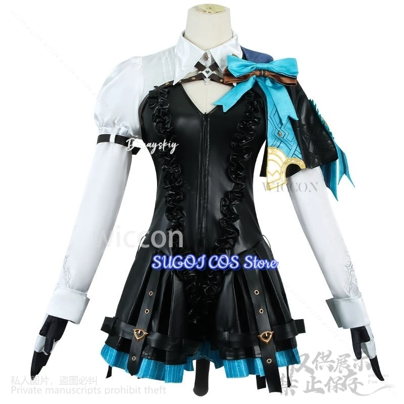 Anime Game Genshin Impact Cosplay Lynette Magician Costume Furry Earwear Tail Dress Lolita For Girls Woman Halloween Customized