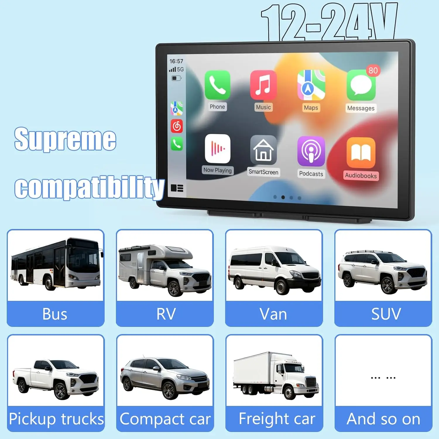 9-футовый беспроводной CarPlay и Android Auto, видеорегистратор 4K, резервная камера, GPS, Bluetooth, голосовое управление