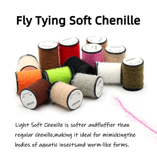 Imagen 2 del producto Wifreo, 20 metros/carrete, atado de pesca con mosca, Material sintético de chenilla suave y ligero para envoltura corporal de ninfa, hilo para hacer señuelos de pesca con mosca