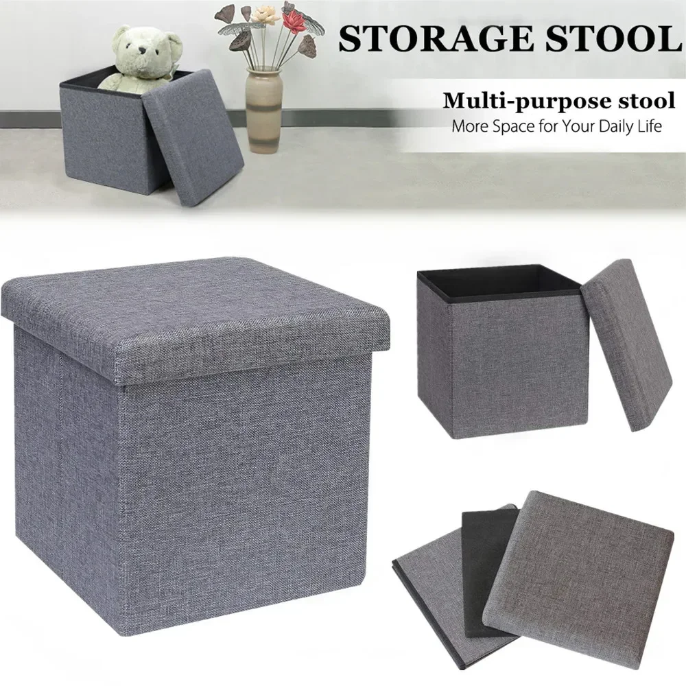 Portable Folding Storage Stool, Foldable Storage Footstool, Multifunctional Furniture for Home Use, Large Capacity Storage Boxes