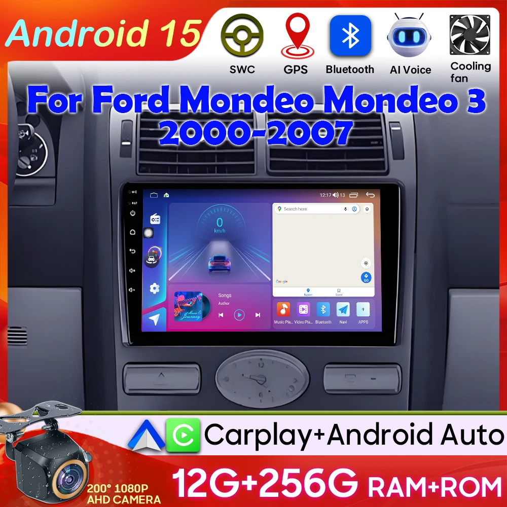 Android 15 For Ford Mondeo Mondeo 3 2000-2007 GPS Navigation Car Radio Video Carplay Display Car Monitor Screen No 2din 5G Wifi