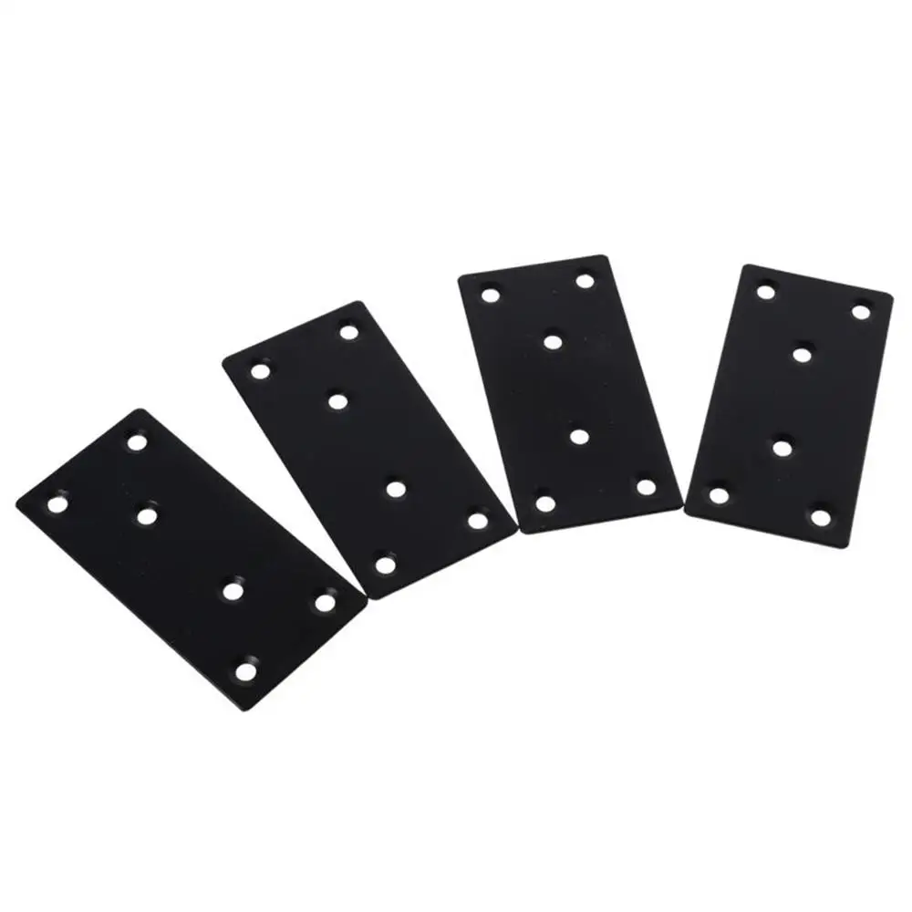 4PCS Smooth Surface Black Flat Mending Plate Stainless Steel, Metal 100 X 50 mm Metal Bracket Fixing Joining Plate Desk