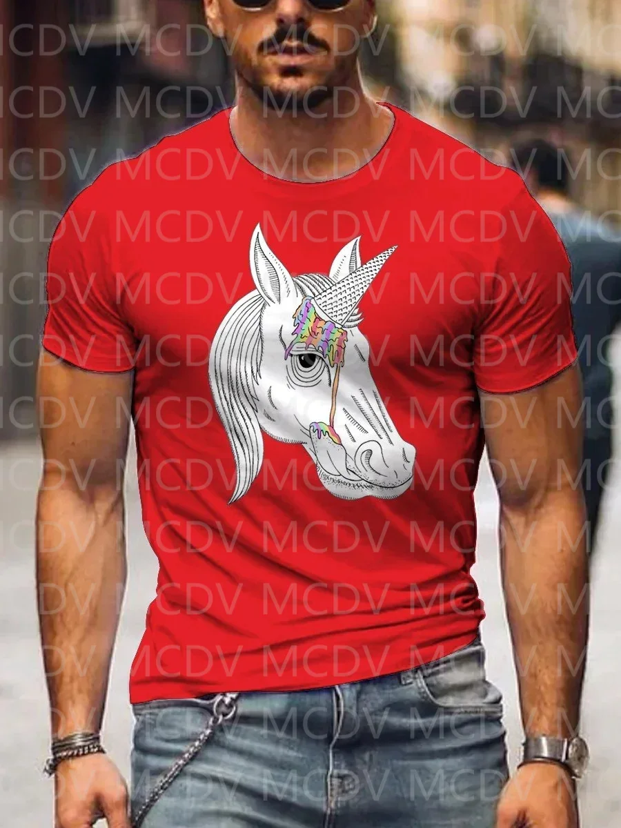 Rainbow So Melty Unicorn Ice Cream Melting Delicious 3D Print T-Shirt Summer T Shirts