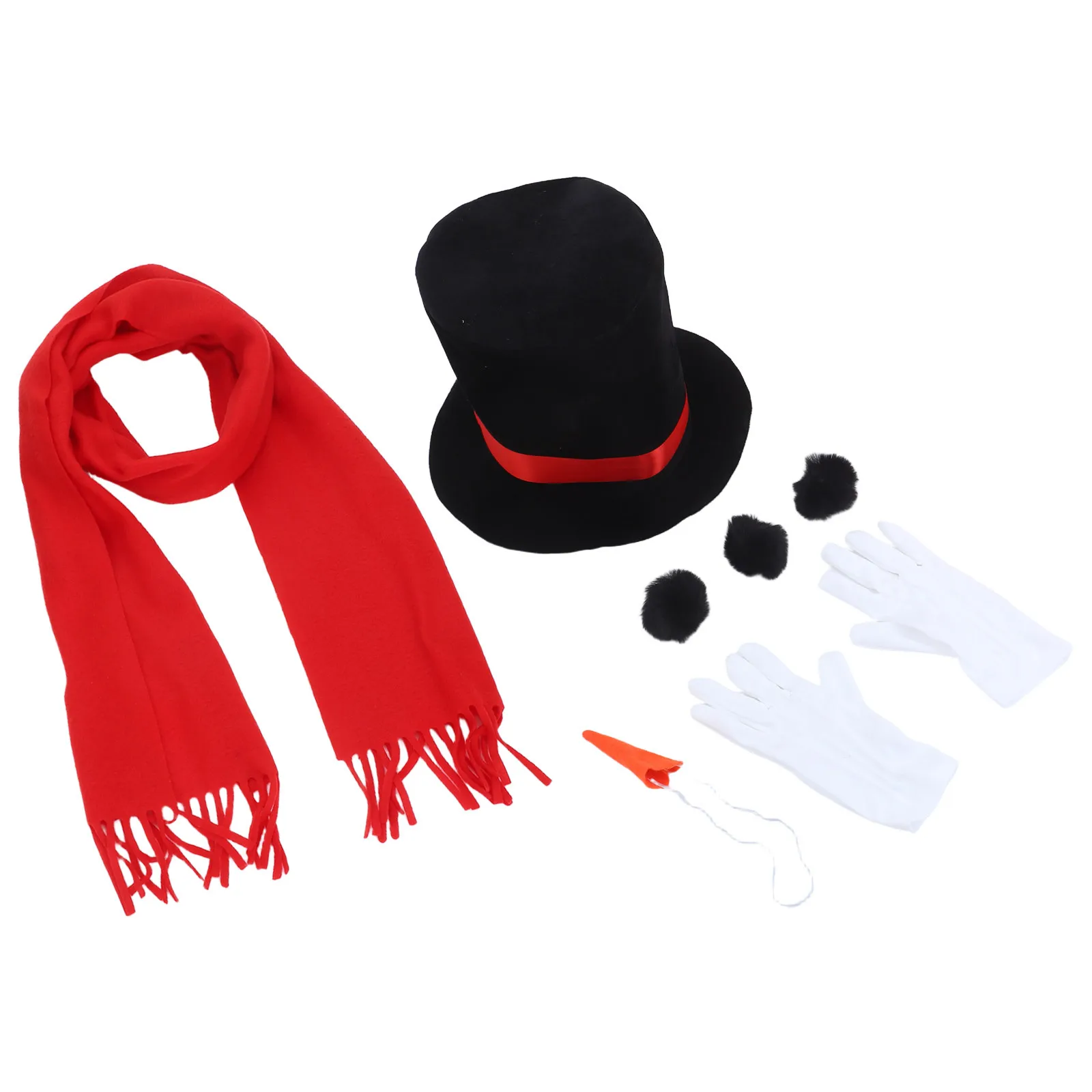 1 Zestaw DIY Strój Bałwana z Szalikiem, Czapką, Noskiem z Marchewki i Rękawiczkami - Unisex Zestaw do Przebierania na Święta, Rekwizyt na Zimowe Przyjęcia i Cosplay