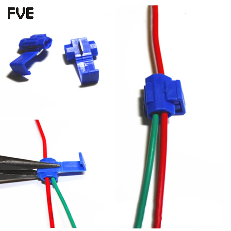 50PCS Blue Scotch Lock Wire Connectors Quick Splice Terminals Crimp for 18-14 AWG (0.75-2.5mm2)