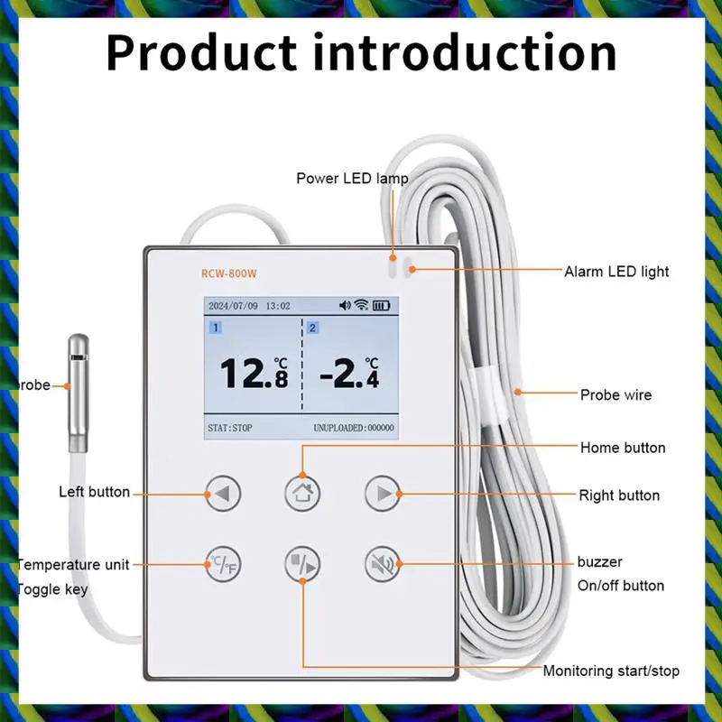 Ежедневный регистратор данных температуры и влажности в реальном времени с внешним зондом, беспроводной мониторинг для управления холодной цепочкой