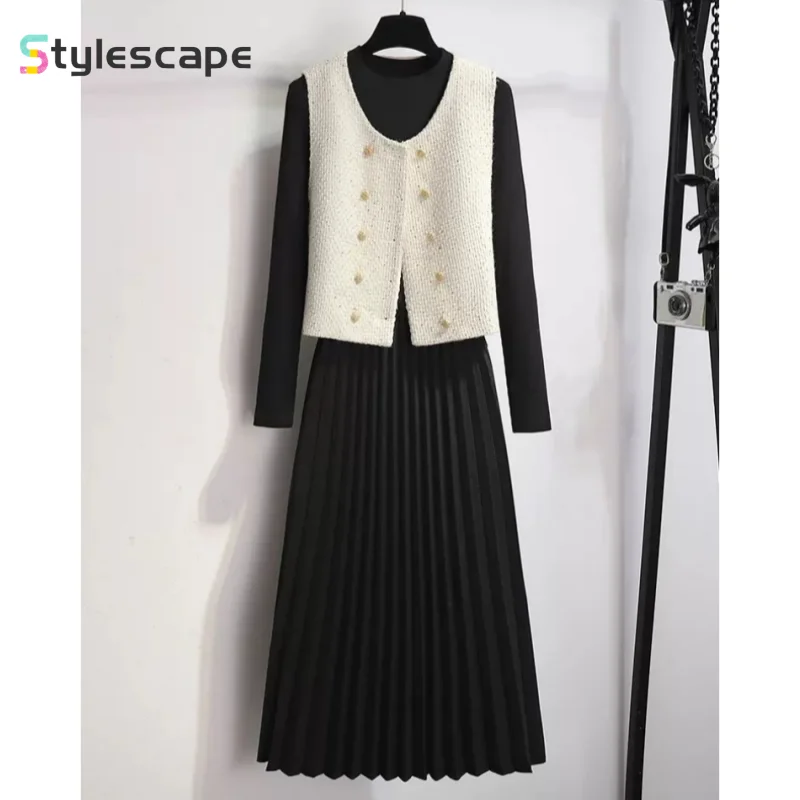 2024 Early Autumn New Dress Women\'s High End Fashion Elegant Korean Edition Set Skirt Early Autumn Two Piece Set Dress